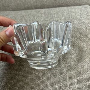 Vintage Orrefors Scandinavian heavy crystal Corona  bowl by Lars Hellsten Sweden